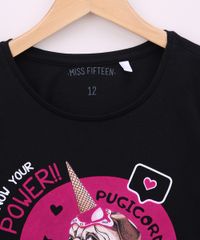 Blusa-Juvenil-Pug--Know-Your-Power--Flocada-Manga-Curta-Preta-9967476-Preto_4