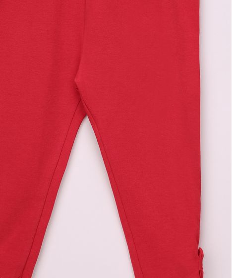 calça legging vermelha infantil