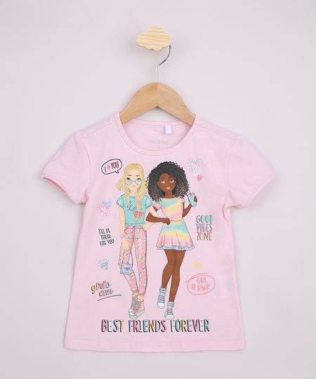 Blusa-Infantil--Best-Friends-Forever--com-Brilho-Manga-Curta-Rosa-Claro-9965732-Rosa_Claro_1