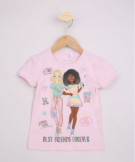 Blusa-Infantil--Best-Friends-Forever--com-Brilho-Manga-Curta-Rosa-Claro-9965732-Rosa_Claro_1
