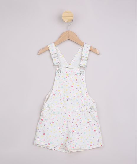 Jardineira-Infantil-de-Sarja-Estampada-de-Coracoes-com-Bolsos-Branca-9972471-Branco_1