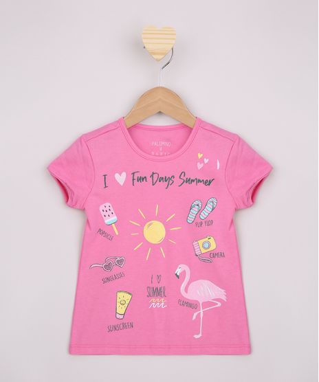 Blusa-Infantil--I-Love-Fun-Days-Summer--com-Glitter-Manga-Curta-Rosa-9965731-Rosa_1