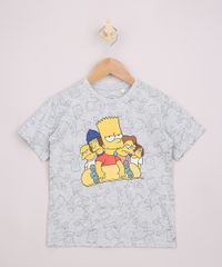 Camiseta-Infantil-Bart-Simpson-e-Amigos-Manga-Curta-Cinza-Mescla-9965115-Cinza_Mescla_1