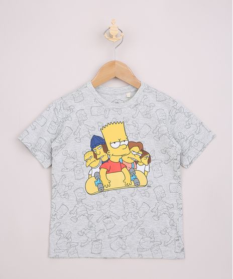 Camiseta-Infantil-Bart-Simpson-e-Amigos-Manga-Curta-Cinza-Mescla-9965115-Cinza_Mescla_1