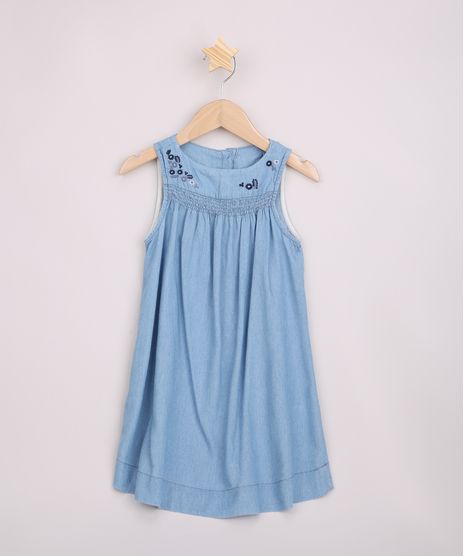 Vestido-Jeans-Infantil-Bordado-de-Flores-Alcas-Medias-Azul-Claro-9967378-Azul_Claro_1