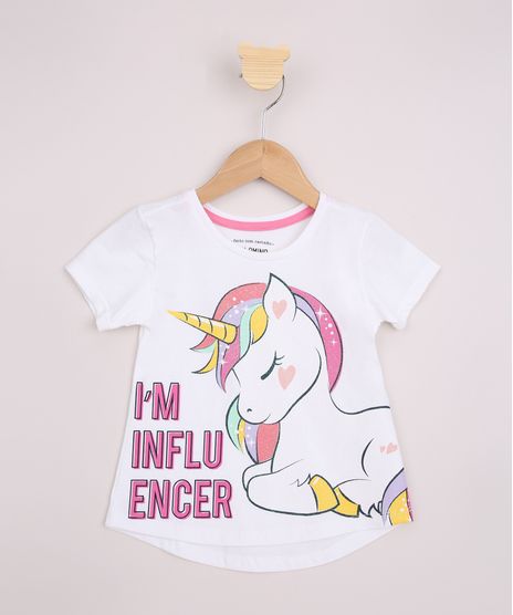 Blusa-Infantil-Unicornio--I-m-Influencer--Manga-Curta-Branca-9964559-Branco_1
