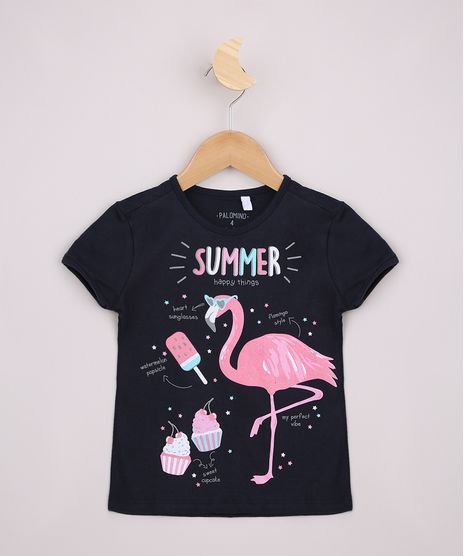 Blusa-Infantil--Summer--Flamingo-com-Brilho-Manga-Curta-Azul-Marinho-9952888-Azul_Marinho_1