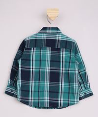 Camisa Infantil Xadrez com Bolso Festa de São João Manga Longa Verde costas