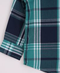 Camisa Infantil Xadrez com Bolso Festa de São João Manga Longa Verde manga