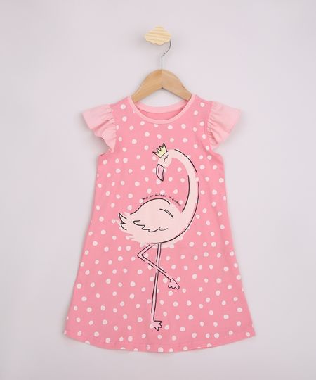 Camisola-Infantil-Flamingo-Estampada-de-Poa-Manga-Curta-Rosa-9964006-Rosa_1