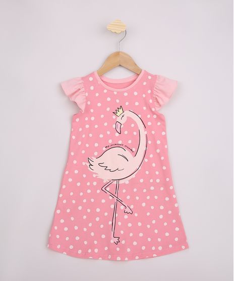 Camisola-Infantil-Flamingo-Estampada-de-Poa-Manga-Curta-Rosa-9964006-Rosa_1