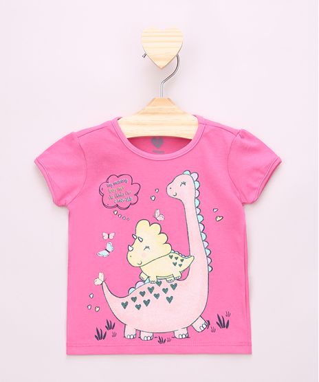 Blusa-Infantil-Dinossauros-com-Glitter-Manga-Curta-Pink-9964675-Pink_1