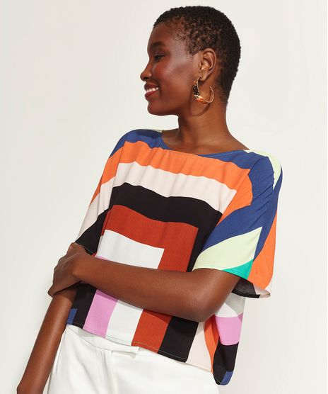 Blusa-Feminina-DVF-Ampla-Listrada-Geometrica-Manga-Curta-Decote-Redondo-Multicor-9954210-Multicor_1