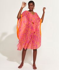Saida-de-Praia-Kaftan-DVF-Midi-Estampada-Assinatura-com-Faixa-para-Amarrar-Manga-3-4-Rosa-9954212-Rosa_3