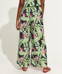 Calca-Feminina-DVF-Pantalona-Cintura-Alta-Estampada-de-Folhagem-Preta-9954214-Preto_2