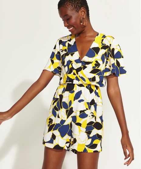 Macaquinho-Feminino-DVF-Estampado-Floral-Geometrico-com-Transpasse-Manga-Curta-Multicor-9954223-Multicor_1