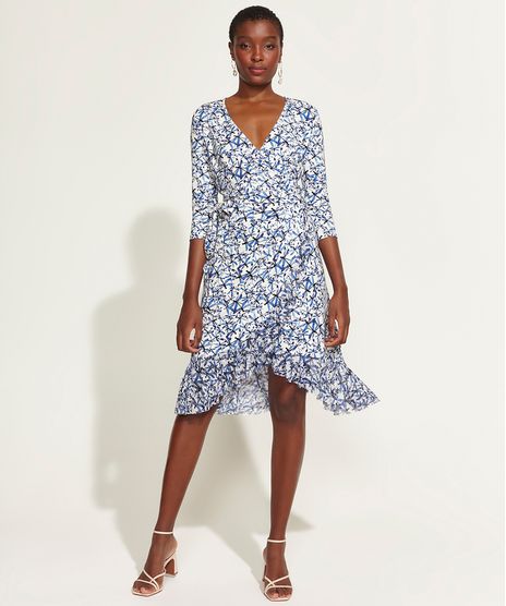 Vestido-Feminino-DVF-Curto-Envelope-Estampado-de-Libelulas-com-Babado-Manga-3-4-Off-White-9954179-Off_White_1