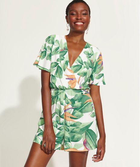 Macaquinho-Feminino-DVF-Estampado-de-Folhagem-com-Transpasse-Manga-Curta-Off-White-9954217-Off_White_1