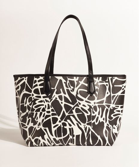 Bolsa-Feminina-DVF-Shopper-Grande-Estampada-Assinatura-com-Carteira-Preta-9954392-Preto_1