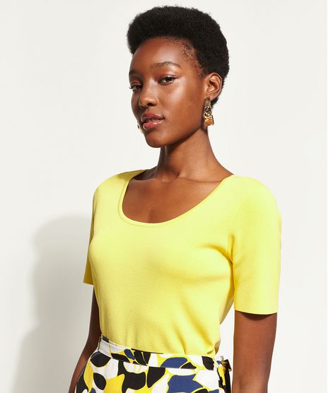 Blusa-Feminina-DVF-Manga-Curta-Decote-Redondo-Amarela-9954236-Amarelo_1