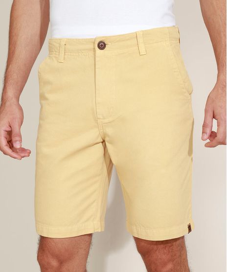 Bermuda-de-Sarja-Masculina-Chino-Reta-com-Bolsos-Amarela-9970245-Amarelo_1