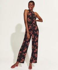 Macacao-Feminino-DVF-Halter-Neck-Estampado-Folhas-com-Faixa-para-Amarrar-Preto-9954215-Preto_3