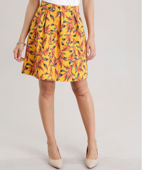 Saia-Evase-com-Pregas-Estampada-Floral-Amarela-8647212-Amarelo_1