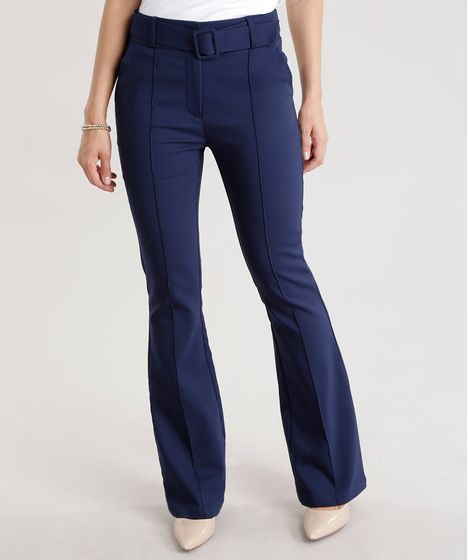 calça flare azul