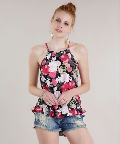 Regata-Estampada--Floral-com-Babado-Preta-8697139-Preto_1