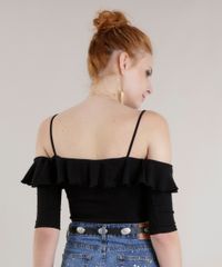Blusa-Cropped-Ombro-a-Ombro-com-Babados-Preta-8754597-Preto_2