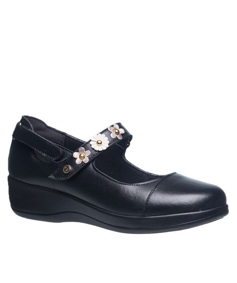 sapato couro preto feminino