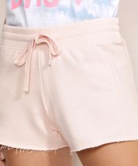 Short-de-Moletom-Feminino-Cintura-Alta-com-Bolsos-Rosa-Claro-9950161-Rosa_Claro_4