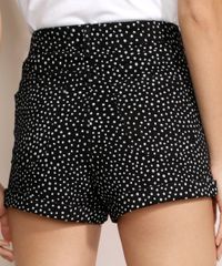 Short-Feminino-de-Sarja-Estampado-Poa-Cintura-Alta-com-Bolsos-Preto-9966777-Preto_2