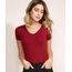 Blusa-Feminina-Basica-Decote-V-Manga-Curta-Vinho-1-9551021-Vinho_1_1
