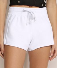 Short-de-Moletom-Feminino-Cintura-Alta-com-Bolsos-Branco-9950161-Branco_1