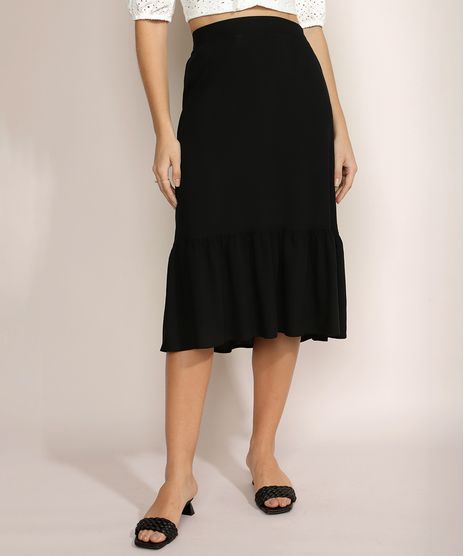 Saia-Feminina-Midi-com-Babado-Preta-9960088-Preto_1