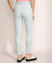 Calca-Feminina-de-Sarja-Super-Skinny-Cintura-Media-com-Cinto-Verde-Claro-9964561-Verde_Claro_2