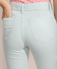 Calca-Feminina-de-Sarja-Super-Skinny-Cintura-Media-com-Cinto-Verde-Claro-9964561-Verde_Claro_4