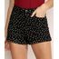 Short-Feminino-de-Sarja-Estampado-Floral-Cintura-Alta-com-Bolsos-Preto-9966776-Preto_1
