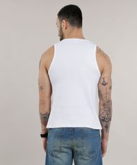 Regata Branca Canelada Masculina Costas Regata Branca Canelada Masculina Costas