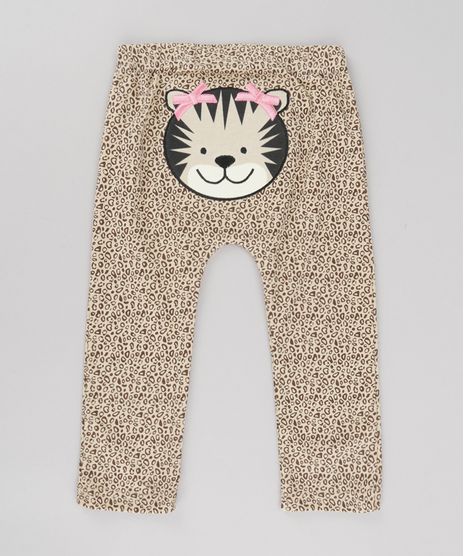 Calca-Tigresa-Estampada-Animal-Print-em-Algodao---Sustentavel-Bege-8648500-Bege_1