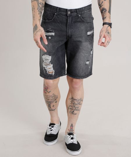 Bermuda-Jeans-Reta-Destroyed-Preta-8678323-Preto_1 Bermuda-Jeans-Reta-Destroyed-Preta-8678323-Preto_1