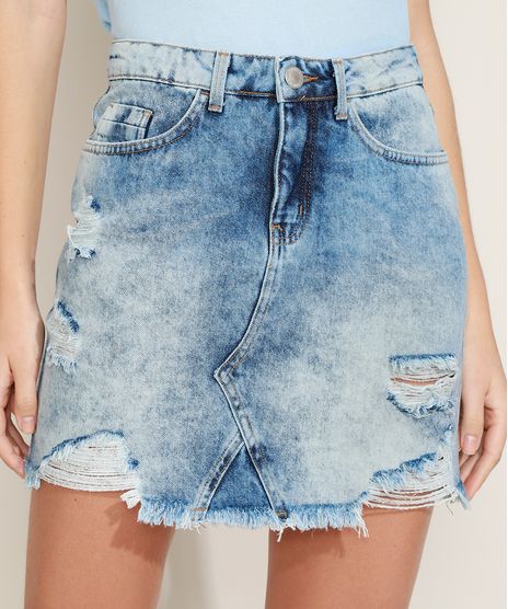 Saia-Jeans-Feminina-Curta-Com-Bolsos-e-Bandana-Destroyed-Azul-Medio-9968076-Azul_Medio_1
