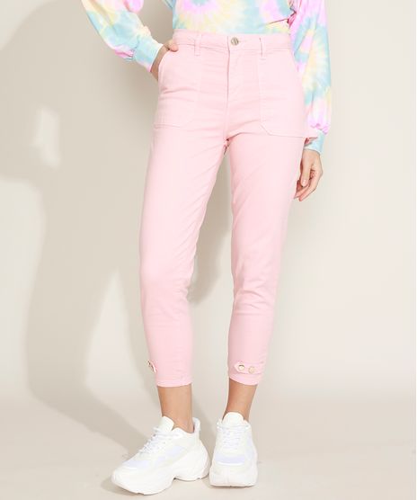 Calca-de-Sarja-Feminina-Sawary-Skinny-Cropped-Cintura-Alta-Rosa-9969415-Rosa_1