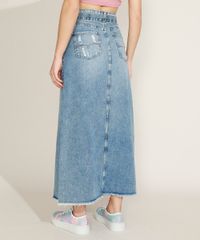 Saia-Jeans-Feminina-Longa-com-Fenda-com-Puidos-e-Cinto-Azul-Medio-9963964-Azul_Medio_2