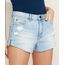 Short-Jeans-Feminino-Destroyed-Cintura-Alta-com-Ziper-na-lateral-Bolsos-Azul-Claro-9970188-Azul_Claro_1