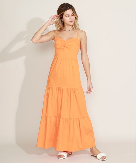 Vestido-Feminino-Longo-com-Recortes-Alca-Fina-Laranja-Claro-9972535-Laranja_Claro_1