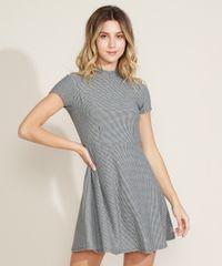 Vestido-Feminino-Estampado-Vichy-Manga-Curta-Gola-Alta-Preto-9960847-Preto_1