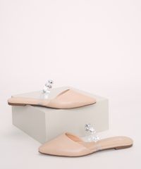 Mule-Feminino-Via-Uno-Bico-Fino-com-Tira-de-Vinil-e-Strass-Bege-Claro-9970840-Bege_Claro_1