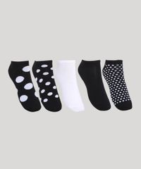 Kit-de-5-Meias-Femininas-Cano-Baixo-Estampadas-de-Poa-Multicor-9964967-Multicor_1